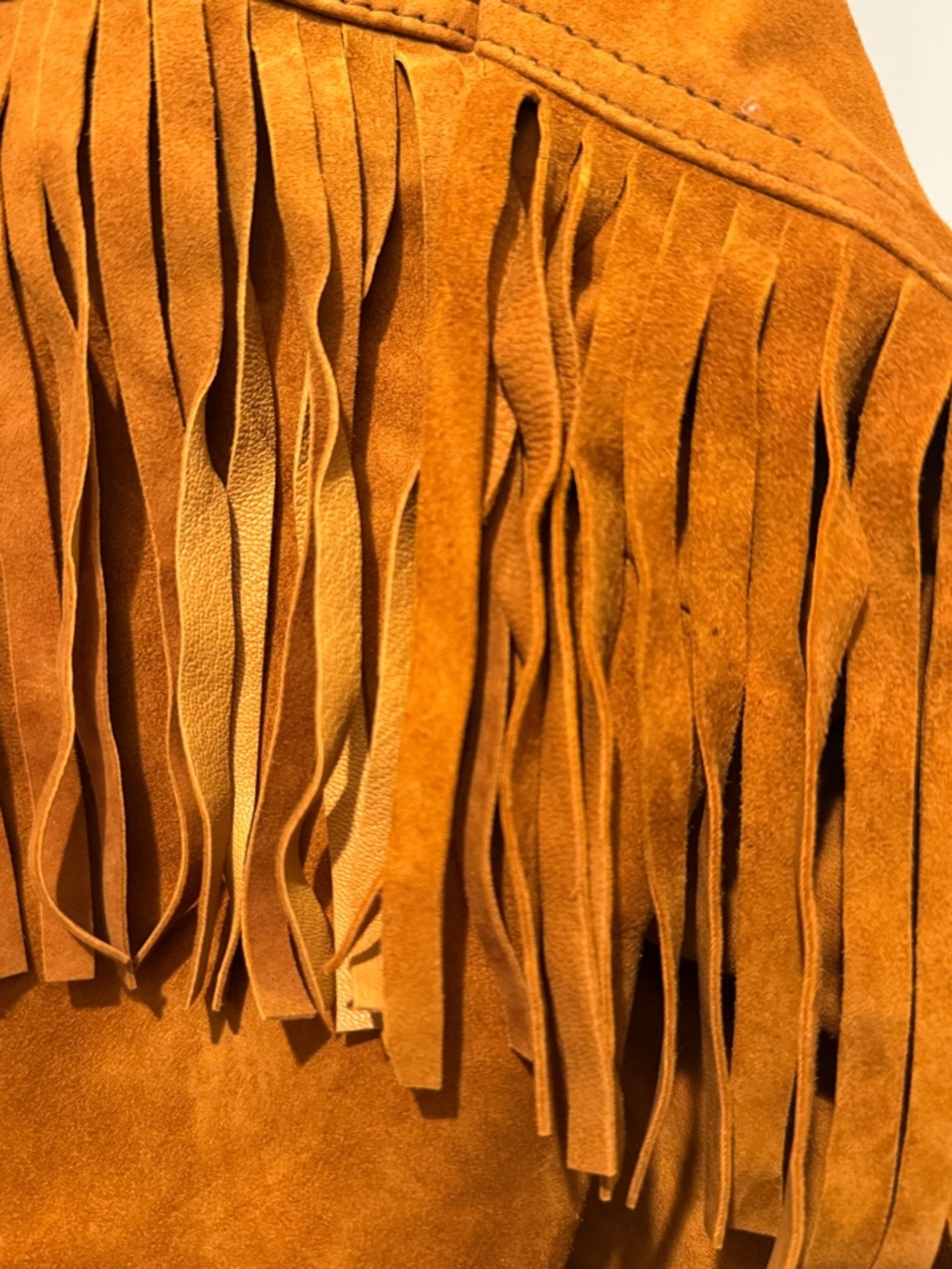 Fringe Suede Jacket in Cognac Brown - Women's Outerwear - Picture 12 of 14